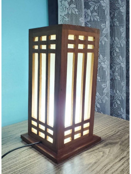 vintage lamp japan style teak wood  handicraft 